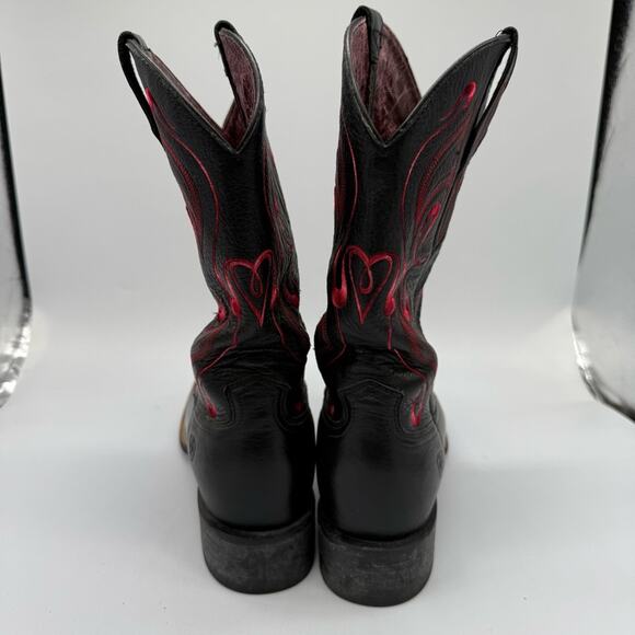Ariat Whimsy Pink Accent Black Cowgirl Boots. Size 8.5B. Excellent condition! - Picture 3 of 6